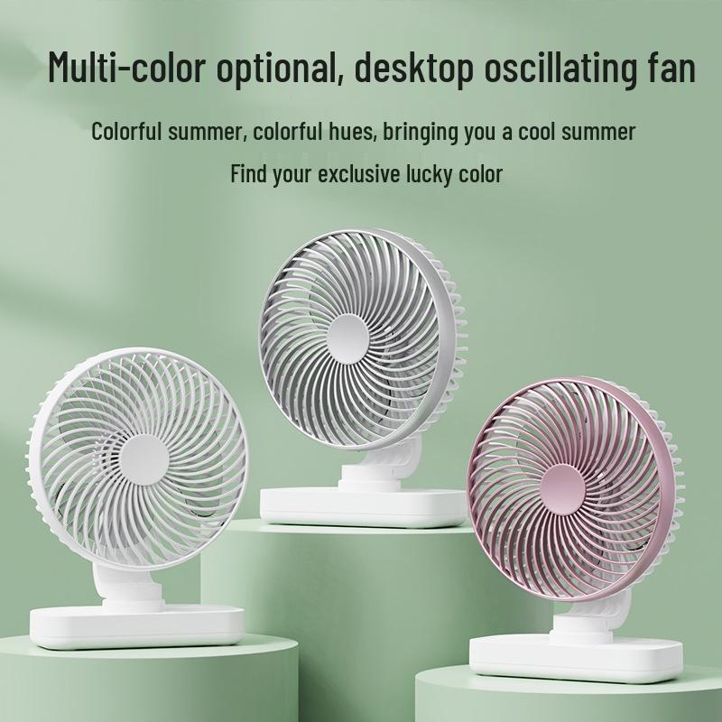High-Power USB Rechargeable Desk Fan with Low-Noise Brushless Motor