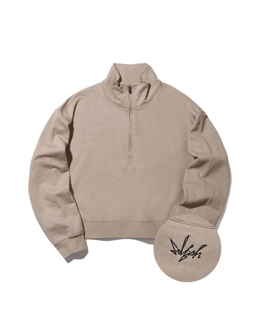 SELFISH S233Hd02 (Half Zip Sweatshirt) (Beige)
