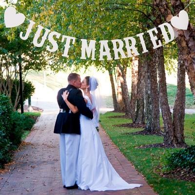 Banner de 3 m tocmai Căsătorit, Ghirlandă de bunting, Recuzită foto, hârtie agățată pentru dușul de nuntă, decorarea petrecerii de nuntă