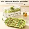 Bandeja de Cubitos de Hielo con Tapa y Contenedor - 60 Cubitos de Hielo para Congelador(30 Por Capa) Diseño de un botón fácil de soltar perfecto para café