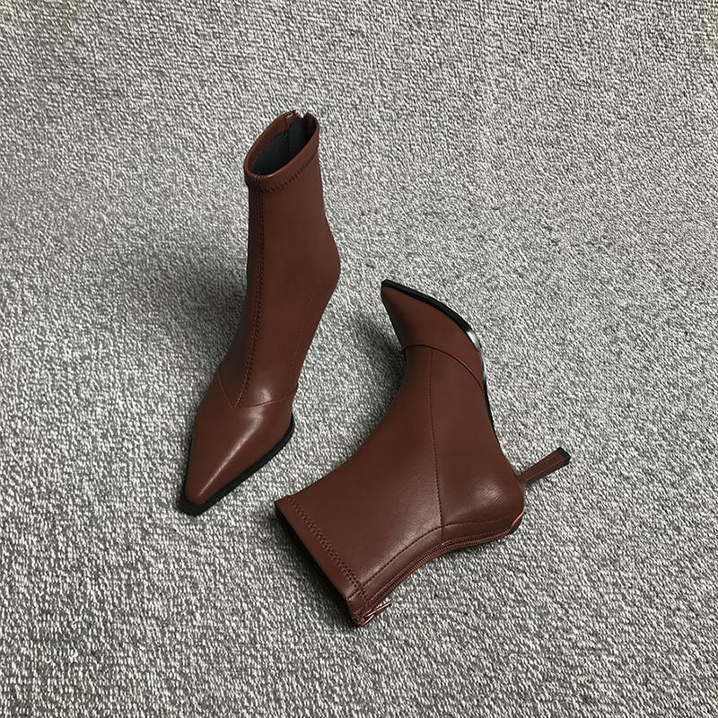 High Heel Pointed Toe Women Ankle Boots Ladies Elegant Elastic Slim Short Booties Autumn Winter Womem's Shoes