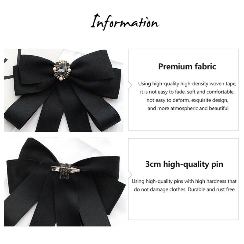 Shirt Bow Brooch Tie Women'S Black College Student School Uniform Graduation Temperament Collar Pin