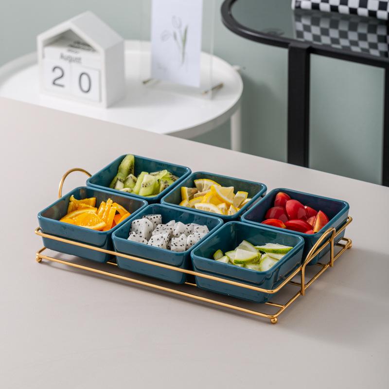 Ktv Clubhouse Fruit Plate Melamine Bar Muscle Foot Four Or Six Gongge Snack Plate Grid Barbecue Cold Vegetables Snack Plate Plate Plate