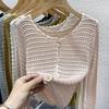 Knit Cardigan for Women Long Sleeve Single Breasted Sweater Jacket Crop Openwork Cardi Top Female Basic Daily Outfit