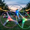 Pull-string Led Flashing Flying Saucer Toy, Light Up Ufo Spinning Disc, Outdoor Interactive Hand-powered Flying Toy For Kids