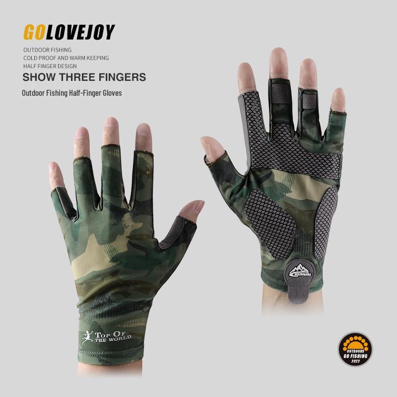 

XG55 Outdoor Non-Slip Half-Finger Fishing Gloves: Breathable, Sweat-Absorbent, Wear-Resistant, Ice Silk Design. Ideal for Fishing, Cycling. XL