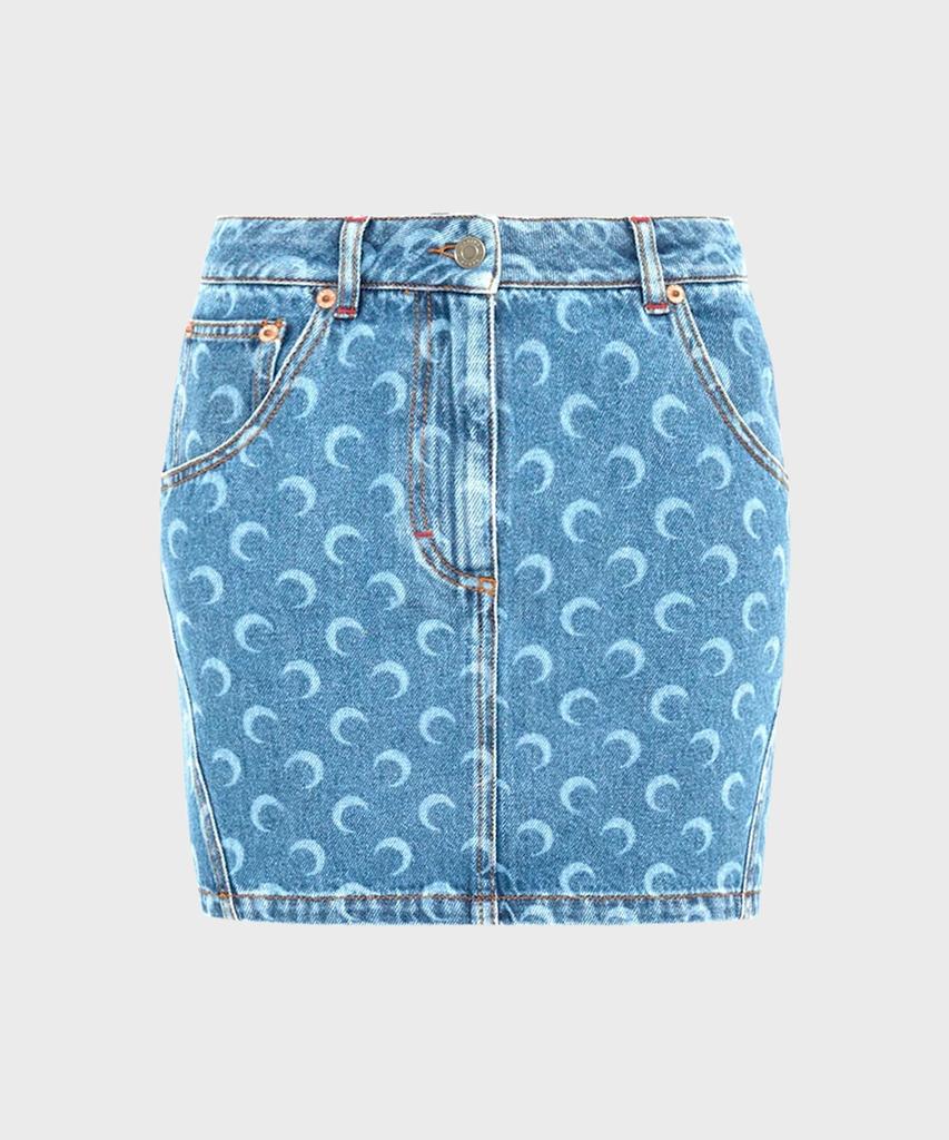 MARINE SERRE (W) 25Ss Moon Laser Denim Mini Skirt Light Blue