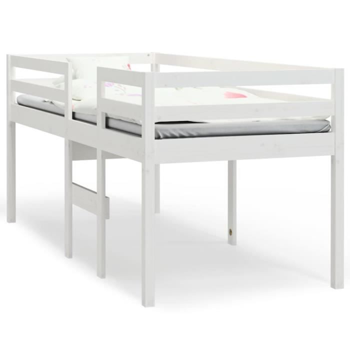 VidaXL High Bed White 90x200 Cm Solid Pine Wood 821605