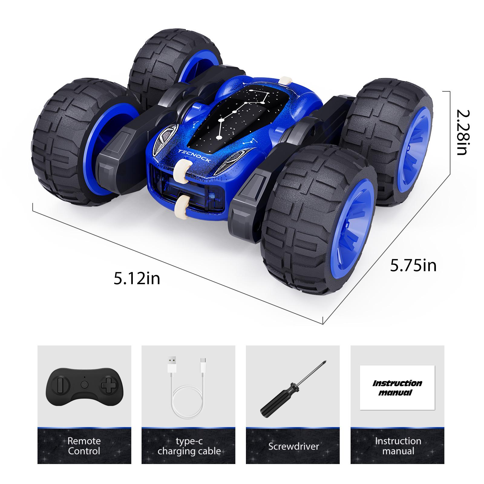 Remote Control Cars with Lights, 2.4GHz Rc Stunt Cars for Kids, 360°Rotating Double Sided RC Car Toys for Boys and Girls