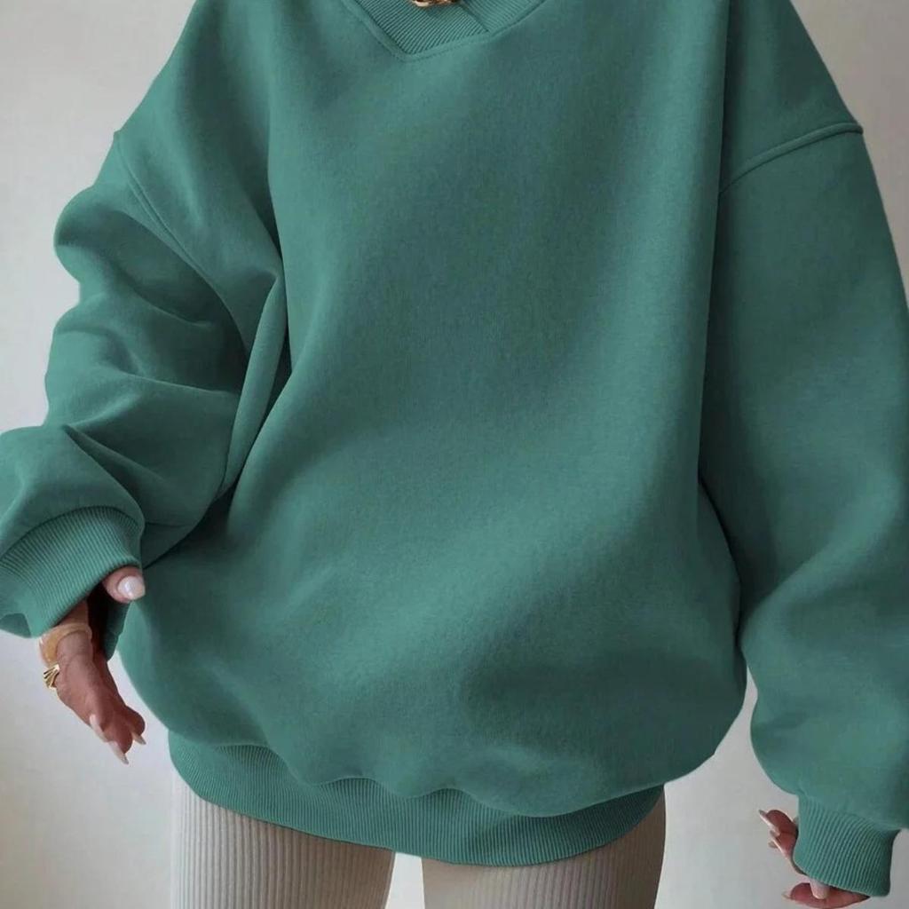 Women's Casual Sweatshirts Solid Color Long Sleeve Round Neck Loose Fit Oversize Sweatshirt Hoodie