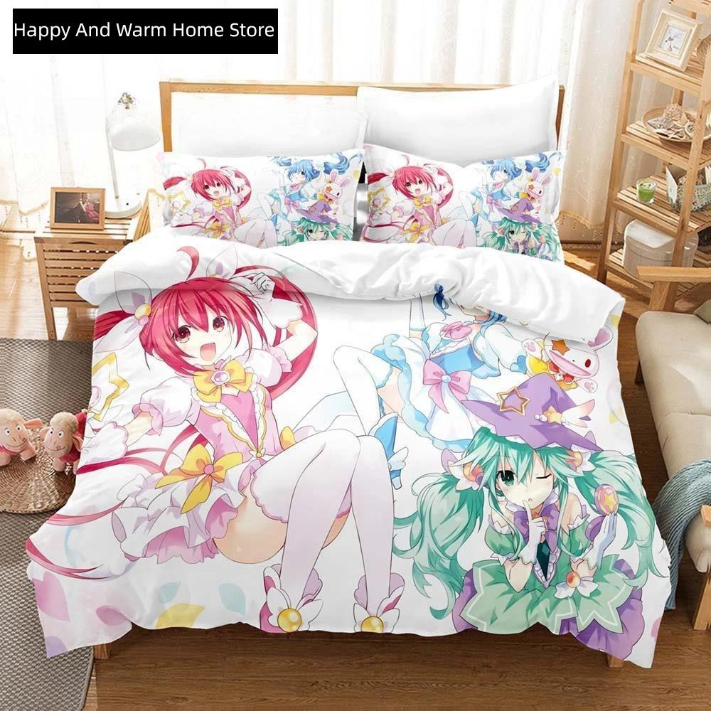 3D Anime Kawai Young Girls Date A Live IV Beding Set Single Twin Ful Quen King-Sized Dimensionsd Dimensions Bed Linen Set Adult People Young Boys