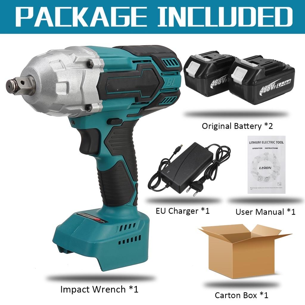 488Vf 1500N.m 1/2 Socket High Torque Brushless Wrench Cordless Electric Impact Wrench Power Tools For 18V Battery