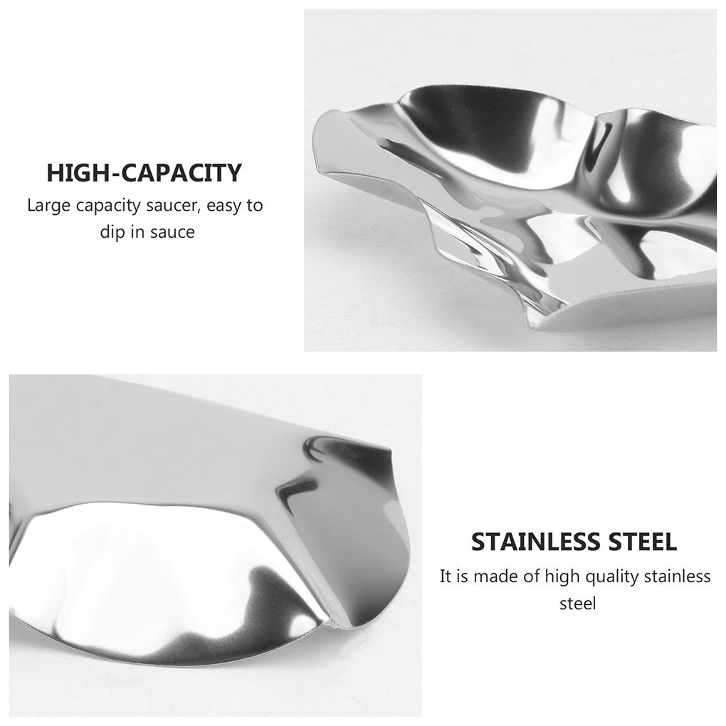 Sauce Dish Portable Stainless Steel Appetizer Tray Roast Spice Seasoning Plates Condiment Washable Dipping Household Kitchen