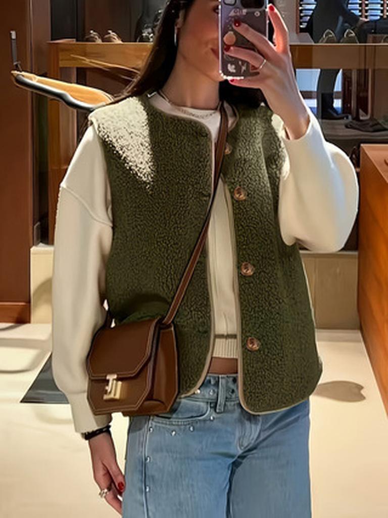 Autumn Winter Leopard Print Faux Fur Vest Women's Sleeveless Casual Coat