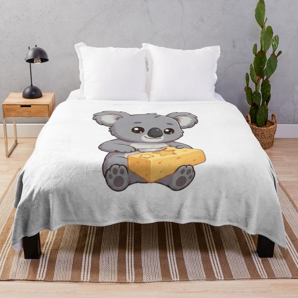 Cute Koala Carving Cheese Stars Throw Blanket