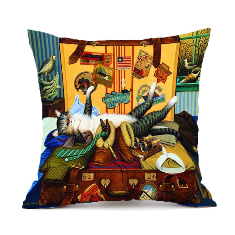 Creative Cute Cat Design Double-Sided Printed Pillow Cover Short Plush Suitable Living Rooms Bedrooms Sofas Throw Cushion Cover