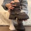 Winter Punk Style Women Ankle Boots Fashion Belt Buckle Shoes Ladies Concise Chunky Platform Heel Short Booties  De Mujer