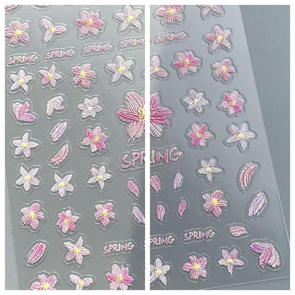 Frühlingsfrische 3D-geprägte Nailart-Sticker - Wasserdicht