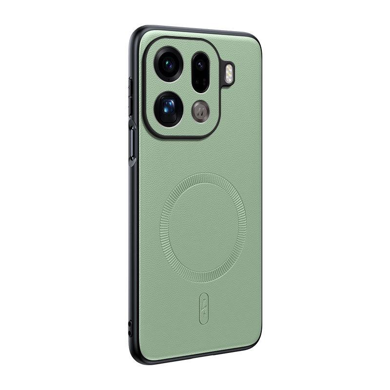 Applicable To OPPO FindX9Pro Plain Leather Magnetic Mobile Phone Case FindX9 Matte Anti-drop Protective Case