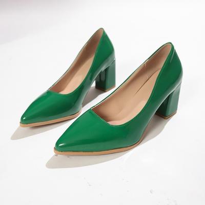 Scarpe con Tacco Spesso da Donna alla Moda Autunnali Nuove Punta Acuta Bocca Bassa Slip-on Antiscivolo Resistenti all'Usura Tacchi Alti
