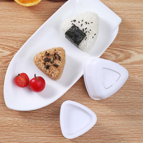 2Pcs Sushi Mold Rice Ball Maker 2-in-1 Triangular Onigiri Press with Lunch Box Compact Kitchen Tool for Bento Picnic Office Meals