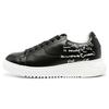 Leather Round Toe Thick Sole Lace-Up Low Top Sneakers Women Sneakers Black X3X024XN894A120