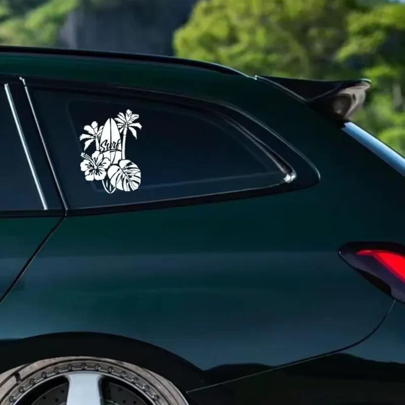 Tropische Surf-Vinyl-Autoaufkleber Wasserdichte Decals für SUV LKW Strandreisen Sommer Auto Karosserie Fenster Dekor Zubehör