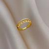 Real Gold Electroplated Open Chain Women'S Fashion Slightly Inlaid Light Luxury Ring Index Finger Ring Same Cold Wind