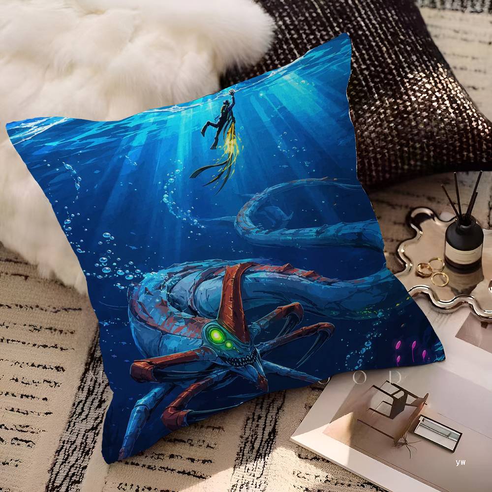 Subnautica Game Cover Pillow Covers Cartoon Sofa Decorative Home Double-sided Printing Short Plush Cute Cushion Cover
