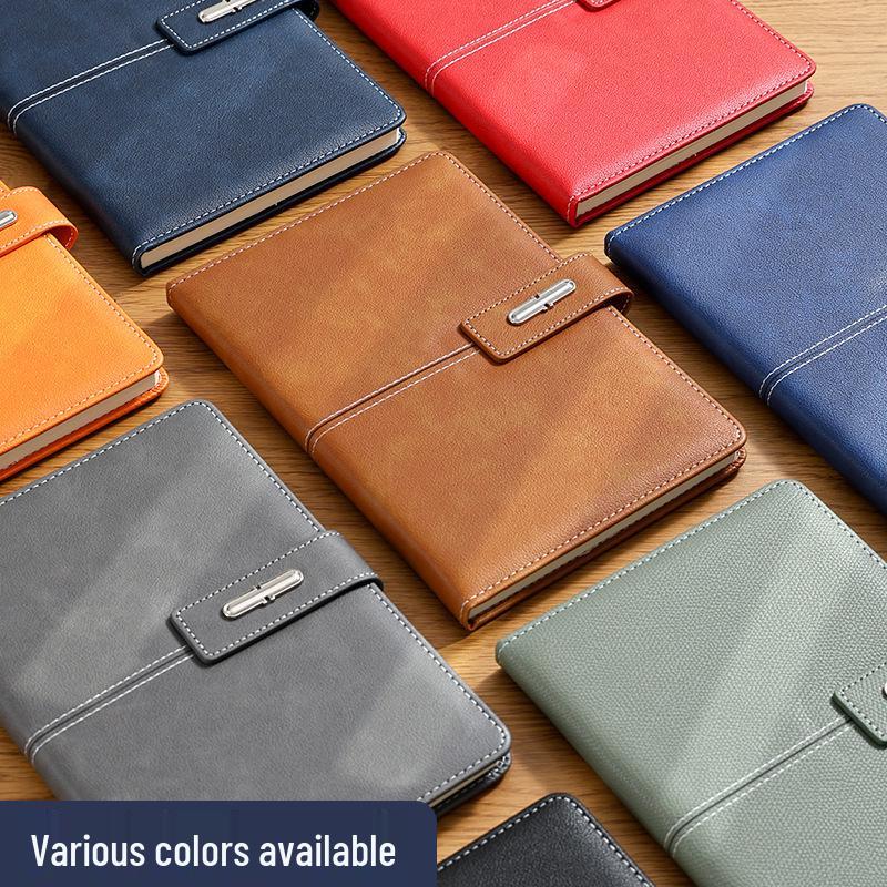 Exquisite Leather-Covered Notebook Set with Buckle - Customizable Student Diary