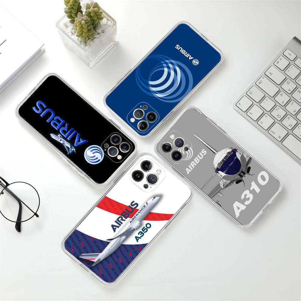 Custodia per Telefono con Logo A-Airbus per iPhone 11 13 16 12 17 14 15 Pro Max Plus Cover Posteriore Morbida Trasparente Coque