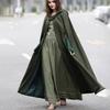 Zimní dámská bunda s kapucí Středověká retro pláštěnka Gotický hřejivý šál Délka ke kotníkům Volný plášť Silné zapínání na jeden knoflík Ou