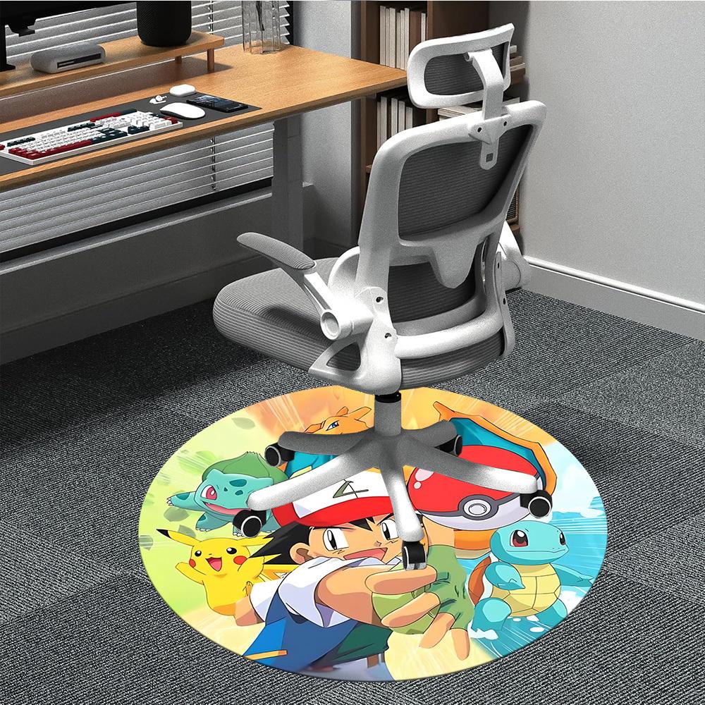 1pc Pokémon Chair Carpet for Office, Indoor Non Slip Washable Polyester Fiber Carpet,