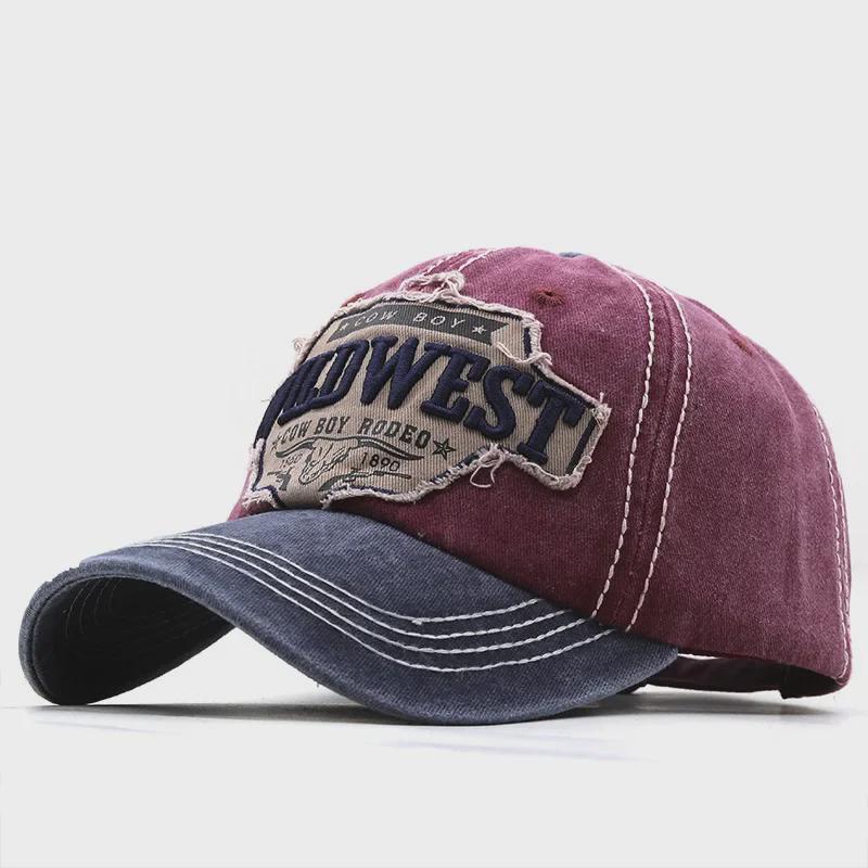 Retro prošívaná patchworková vyšívaná baseballová čepice: Opotřebovaný 3D vyšívaný kšiltovka