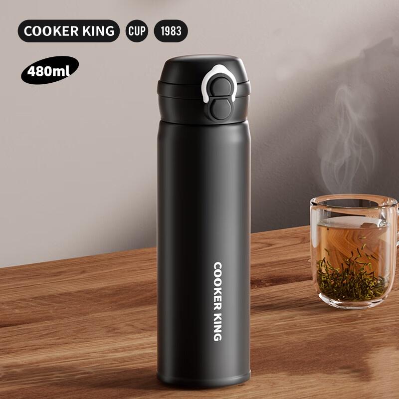 COOKER KING 480ml Thermal Coffee Mug 316L Stainless Steel Cold-keeping Cup Double Drinking Straw Cups Insulated Cup Water Bottle