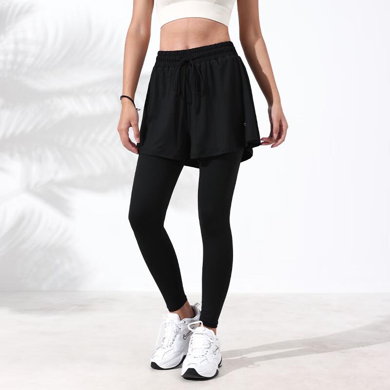 OLOMM Women s Faux Two-Piece Quick-Dry Yoga Running Pants with Skirt S-L