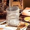 1Pc 14oz Clear Embossed Glass Cups, Premium Vintage Glass for Water, Cocktail, Milk, Juice and Beverage