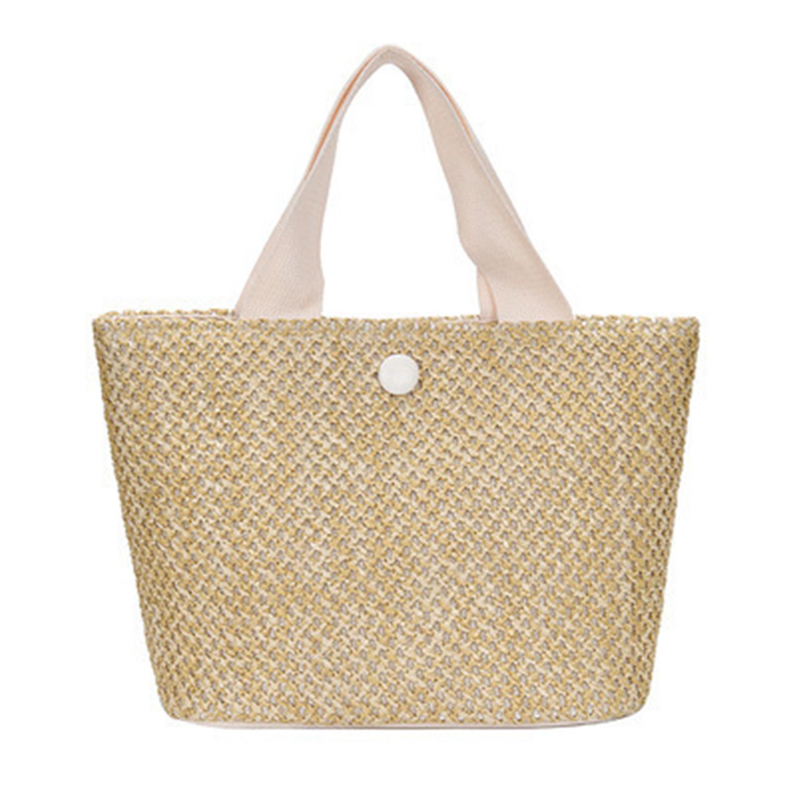 Women Straw Woven Tote Bags Hand-woven Soft Large Straw Shoulder Bag for Vacation Party Bags