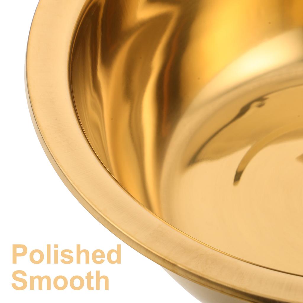 2 Stück Edelstahl Waschbecken Schüssel Verdickt Gold Finish Mehrzweck Metall Rührschüssel für Salat Zubereitung Obst Waschen Gemüse