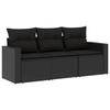 VidaXL Salon de jardin 3 pcs avec coussins noir résine tressée 3250992