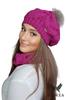 Zita-Women' Winter Beret Set with Scarf, Fuchsia Color