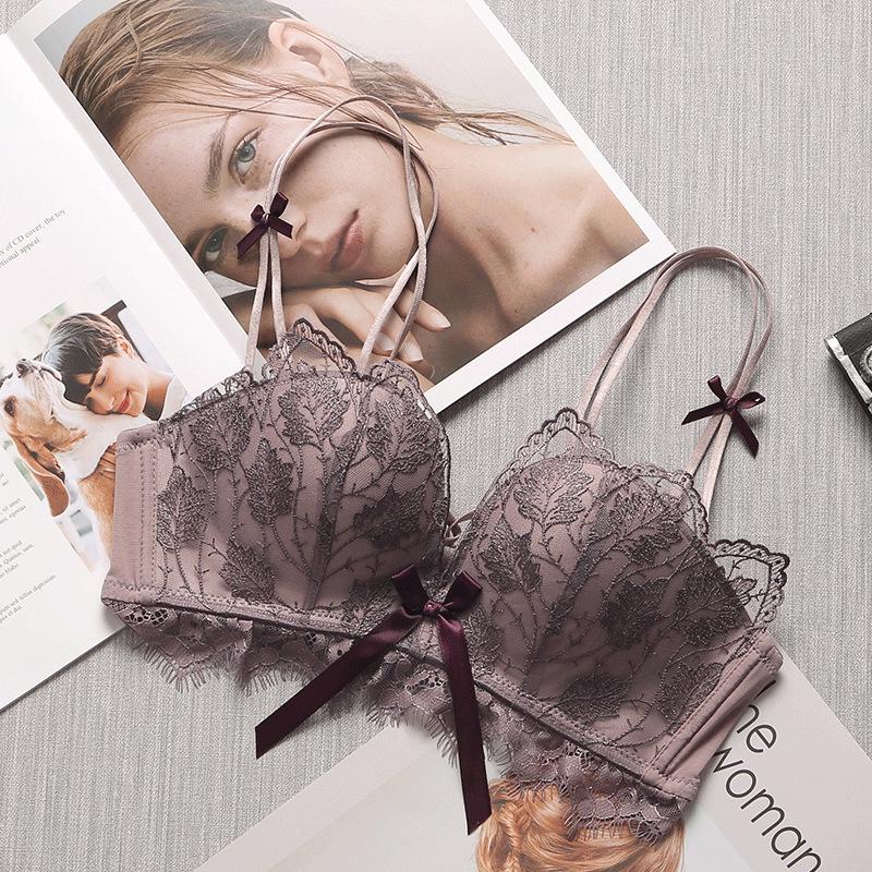 

Очаровательный кружевной комплект пуш-ап бюстгальтера и трусиков: Удобный дизайн без косточек для подростков и маленькой груди 34/75 [AB Universal Cup]