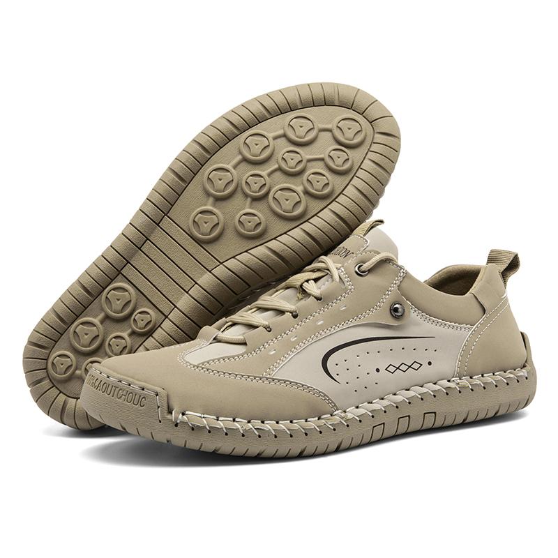 New Men's Casual Shoes Hand-Sewn Lace-Up Style Comfortable Leather Oxford Footwear Trendy Men's Footwear