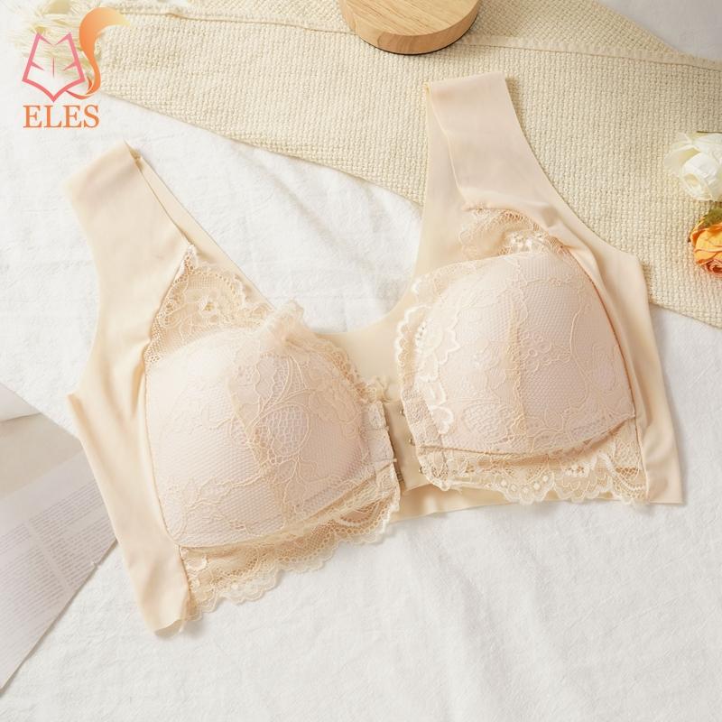 

Кружевные бюстгальтеры с застежкой спереди для женщин, корректирующие осанку, с гладкой спинкой, без косточек, бесшовные бюстгальтеры 2XL бежевый