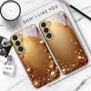 Cinta dorada y lazo Para Samsung Galaxy S26 S20 FE S21 S22 S23 Plus S24 Ultra S25Ultra S21+ S22Plus Funda de teléfono de cristal dorado