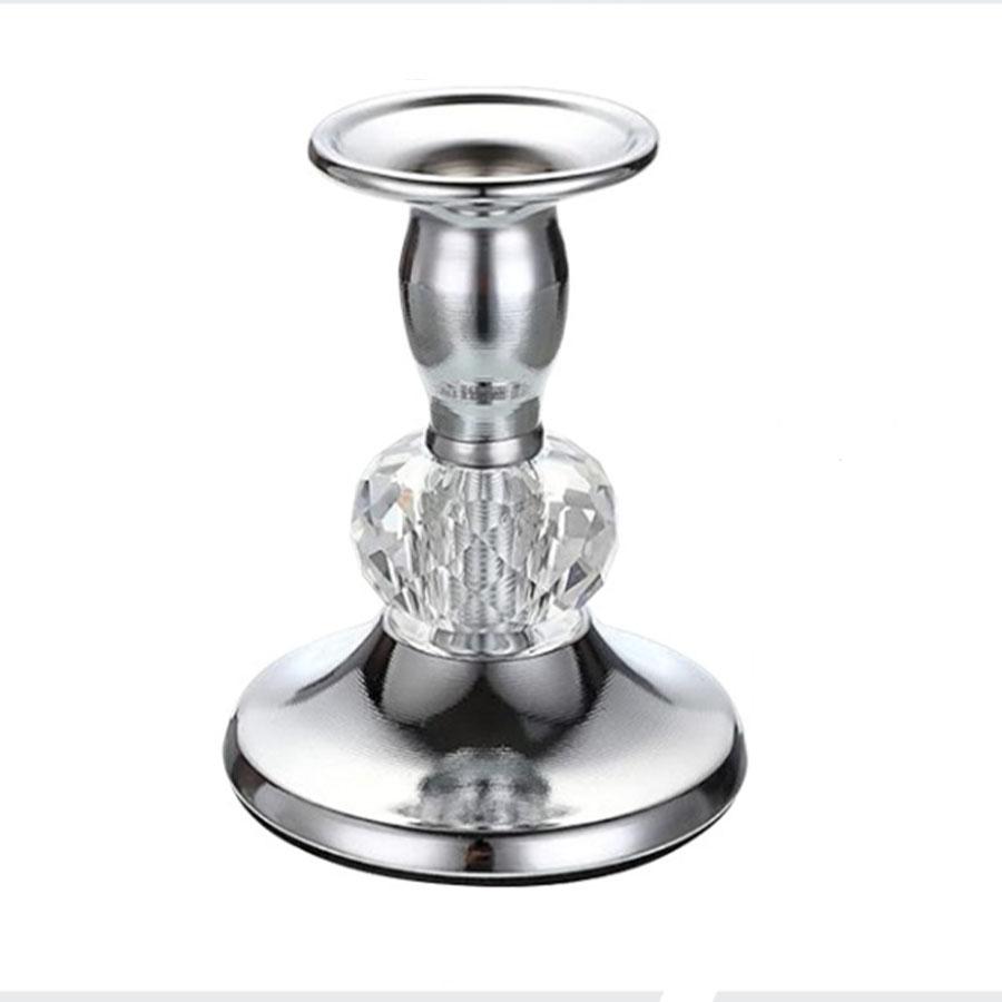 Gold Metal Taper Candlestick Holders Vintage Brass Taper Candle Holders, Metal Crystal Candle Stands Elegant Candlestick