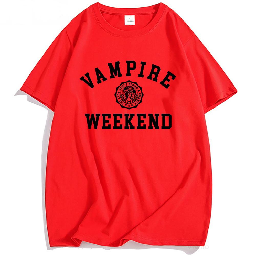 VAMPIRE WEEKEND Collegiate T-shirt Summer Short Sleeve Cotton Male Tshirts Round Neck Fashion Printing T Shirts Men Women Tees