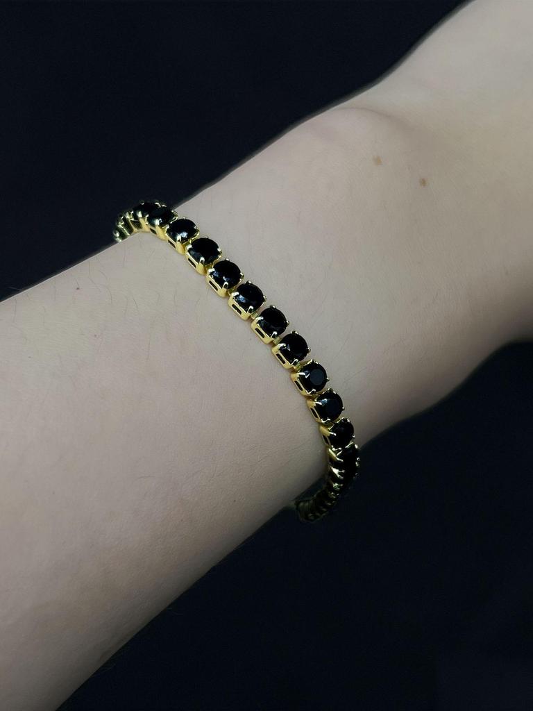 Elegant Women’s Colored Zircon Gold-Plated Tennis Bracelet