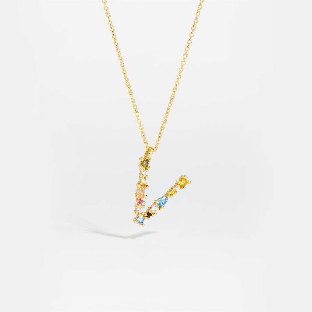 925 Sterling Silver Gold Letter M Pendant Initial F Alphabet Necklace Monogram Opals 2020 Women Accessories Jewelry