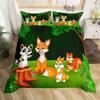 Cartoon Safari Animal Duvet Cover Set Giraffe Lemur Rhino Lion Bedding Set Elephant Camel Snake Hippo Zoo Jungle Comforter Cover